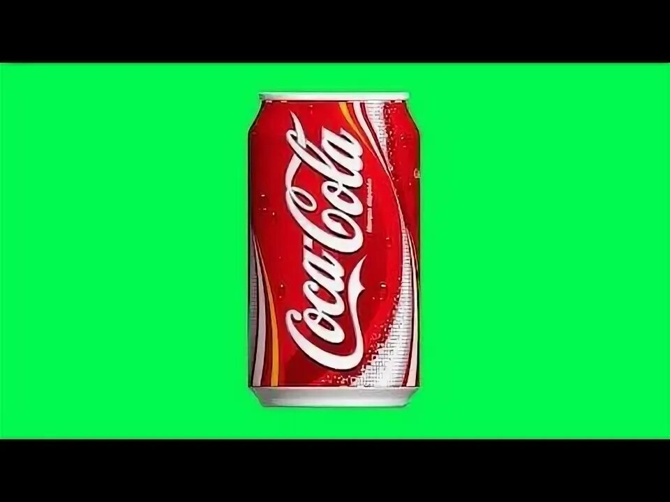 Банка колы падает на зеленом фоне (Хромакей) для монтажа видео роликов - смотрет