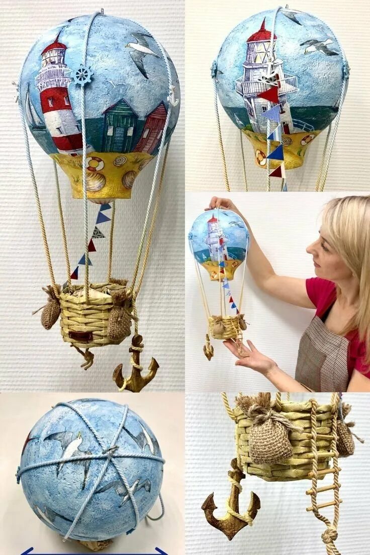 Мастер класс воздушный шар. Воздушный шар своими руками. Воздушный шар поделка. Корзинка для воздушного шара. Воздушный шар из папье маше с корзиной.