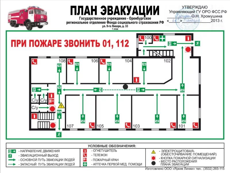Место расположения плана эвакуации План эвакуации при пожаре купить в Нижнем Новгороде ГОСТ, цена
