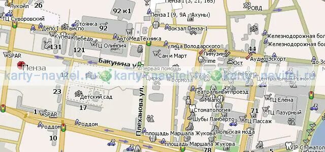 показать на карте г пензы ул