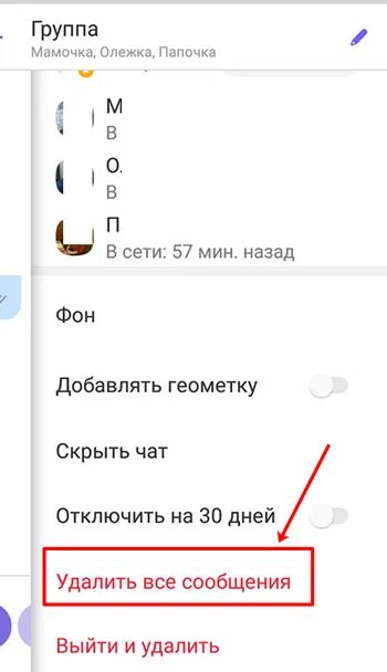 Как убрать группой чат. Как удалить сообщения в вайбере в группе. Как ужаля ь сообщения в вайбере в группе. Как очистить переписку в вайбере в группе. Как удалить чат.