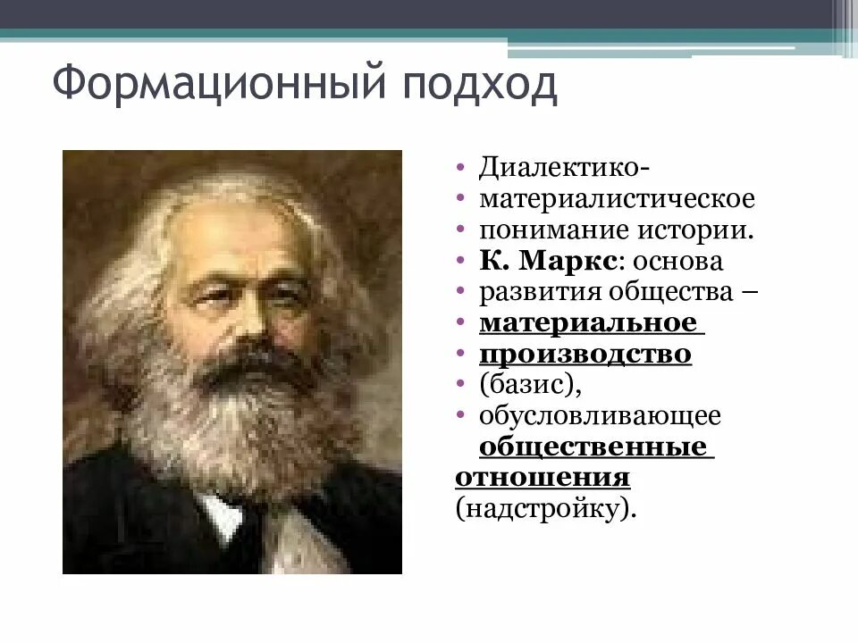 К.Маркс: суть материалистического понимания истории. Формационный подход к развитию общества Маркс. Формационный ПОДХОДПОДХОД. Диалектико-материалистическое понимание истории. В основе общества лежит труд