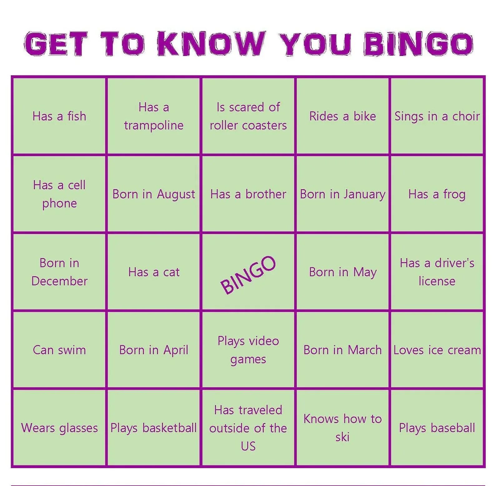 Hello can we know each other. Cards get to know you. Get to know you Bingo. Get to know. Get to know game.