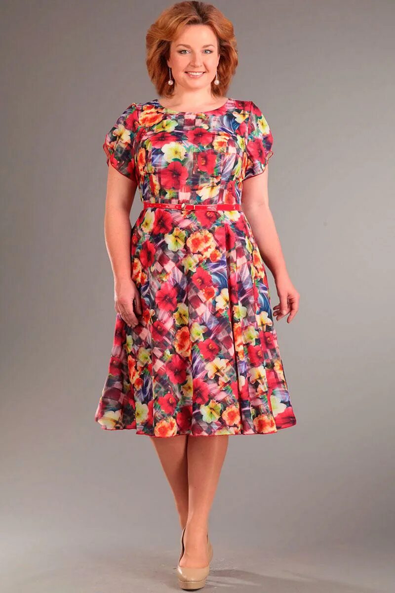 Платье шифон Асолия 2582. Летнее платье большого размера. Летние платья для полных. Фасоны летних платьев для полных. Купить летнее платье 54 размер