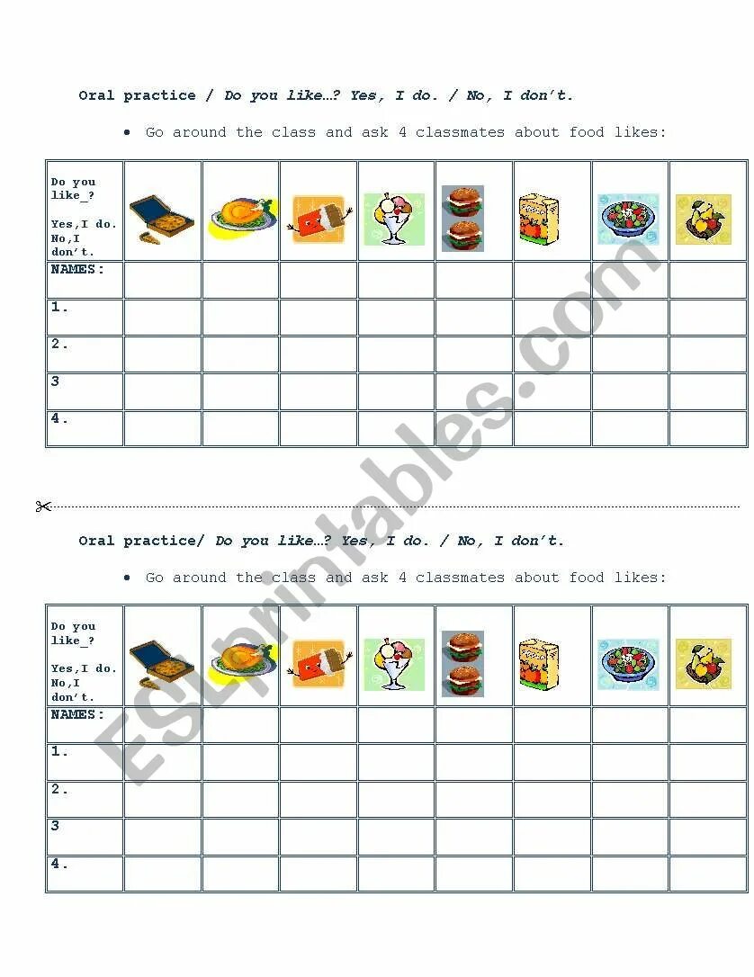 Did you like food. Food questionary. do you like food survey for kids.