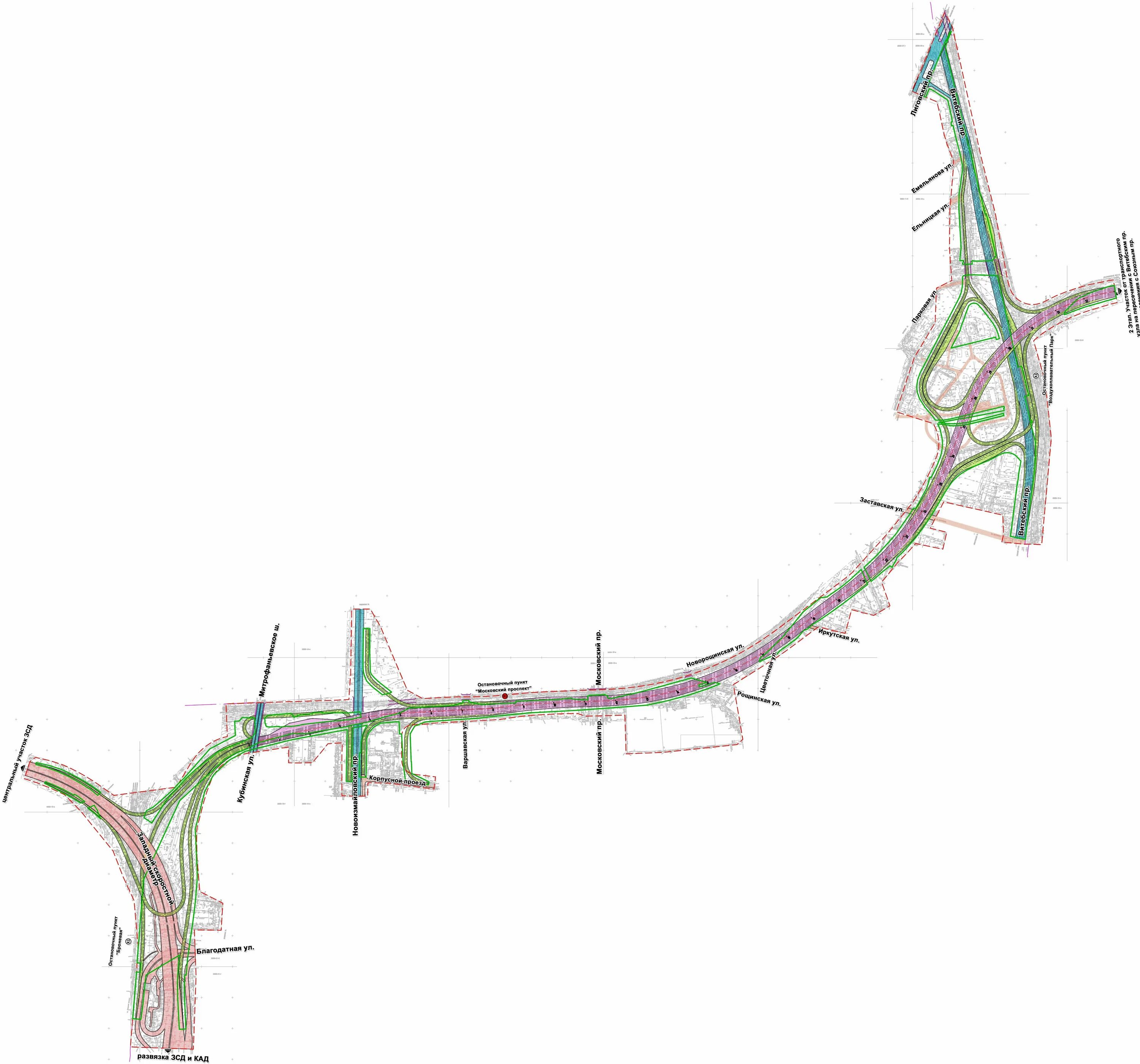 Витебская развязка зсд. Развязка ЗСД С Витебским проспектом. Витебская развязка PCL. ЗСД Витебский проспект схема.