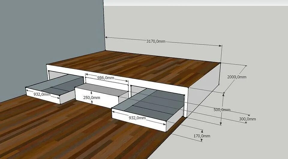 Пол ширина. Кровать подиум с выдвижными ящиками чертеж. Высота подиума для выдвижной кровати. Высота подиума для кровати. Кровать подиум с выдвижной конструкцией.