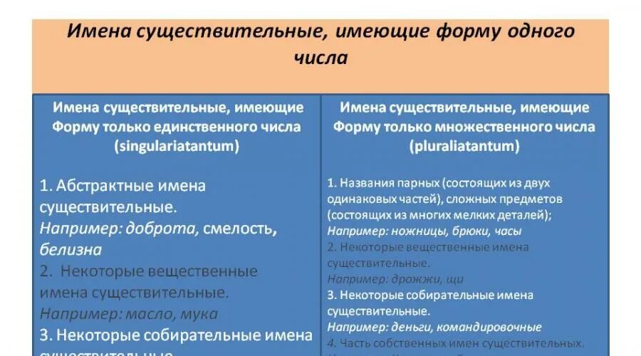Существительное которое имеет одну форму числа. Существительные имеющие только одну форму числа.