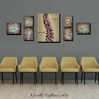 Chiropractor or wellness center complete wall art and decor set. 