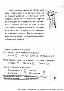 Текст для проверки скорости чтения 1 класс