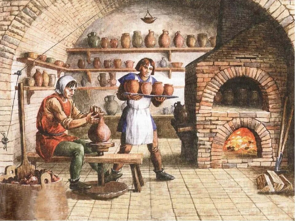 Ремесленная. Ремесленная мастерская в средние века. мастерская ремесленника в средневековье. гончарная мастерская древней руси. древняя русь ремесленники гончарное дело.
