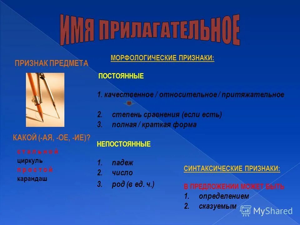 Качественные относительные и притяжательные 6 класс. Постоянный морфологический признак относительное. - Постоянные морфологические признаки: относительное.. Постоянные признаки качественное. Качественное относительное притяжательное.