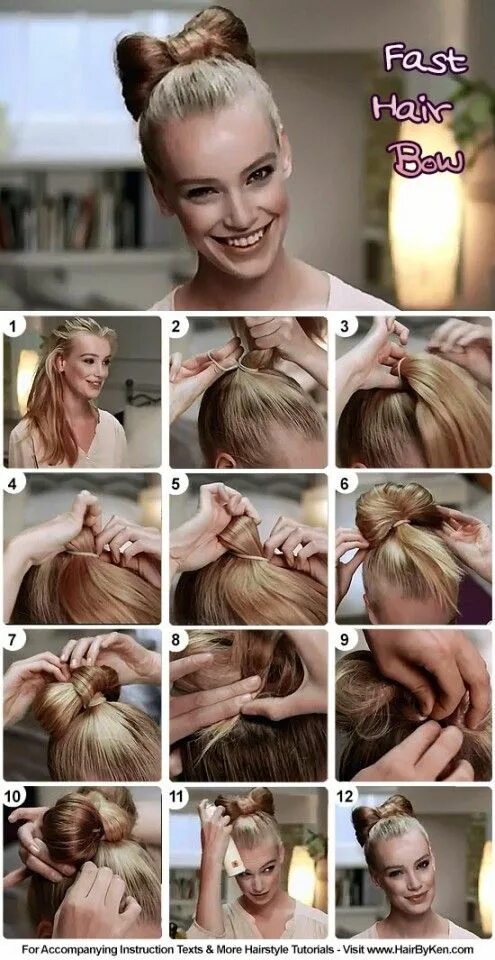 DIY Bow Bun Updo Hairstyle By Braidsandstyles12 (With images) Hair bun tutorial,