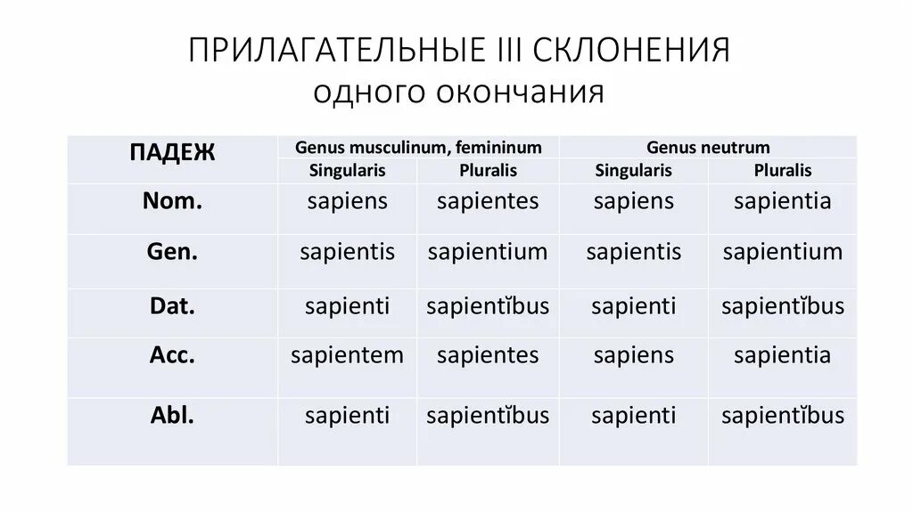 Кирпич склонение. Падежные окончания 3 склонения латинского языка. Склонение прилагательных латынь 3 склонение. Падежные окончания прилагательных латынь. Окончания прилагательных 3 склонения в латинском.