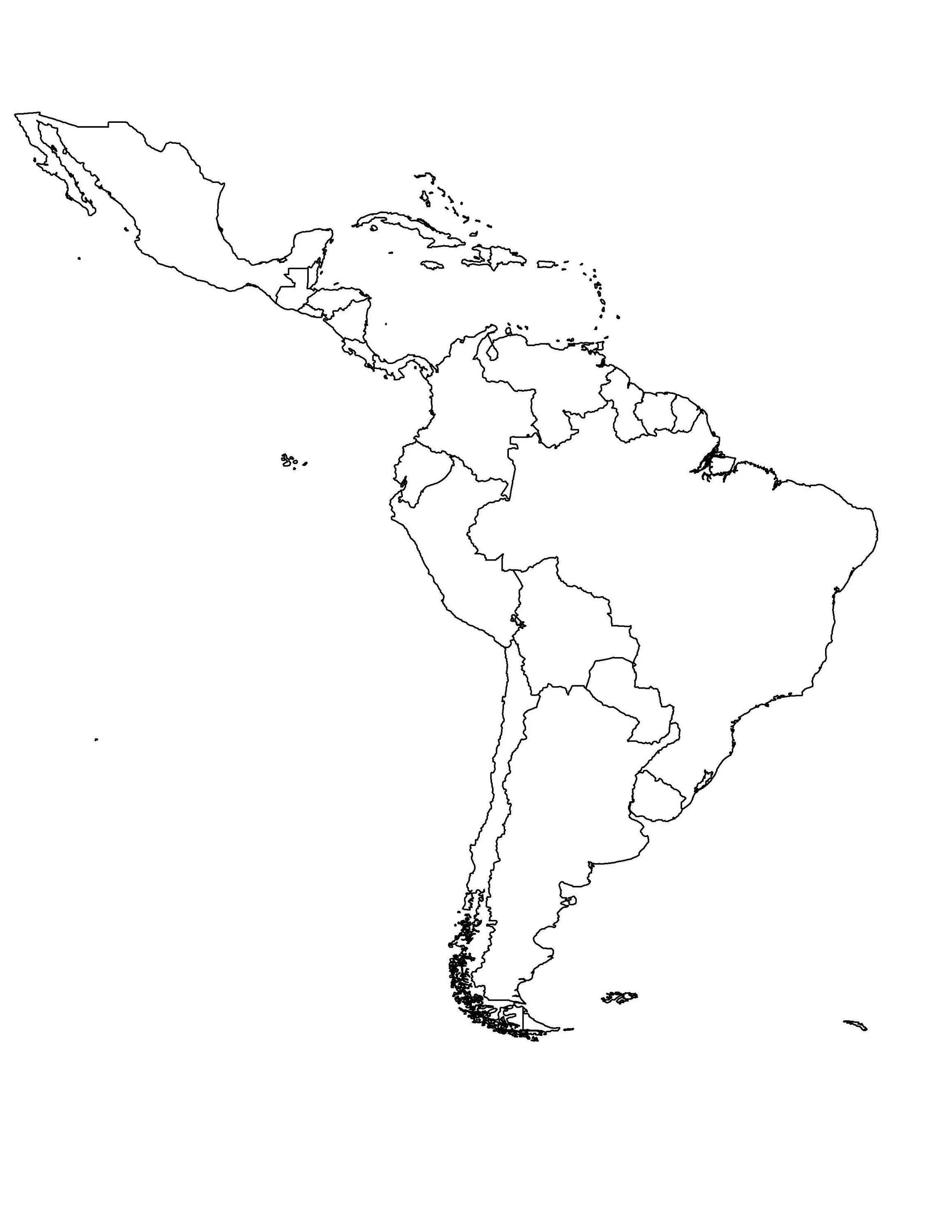 Политическая контурная карта Южной Америки. Карта Южной Америки контурная карта. Политическая контурная карта Южной Америки 7 класс. Контурная карта Латинской Америки для печати.