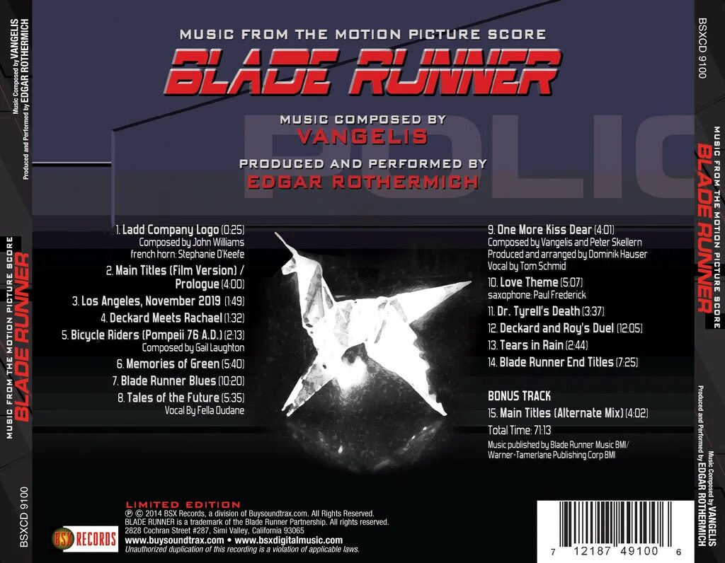 Blade Runner Вангелис. Blade Runner (Music from the Original Soundtrack) Vangelis. Vangelis – Blade Runner Trilogy. Tales of the Future Вангелис. Runner soundtrack