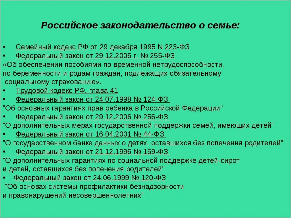 29 декабря 2006 г no 255 фз. Законодательные акты о семье и браке. Законодательные акты о семье и браке кратко. Федеральные законы о семье. Законы РФ регулирующие семейные отношения.