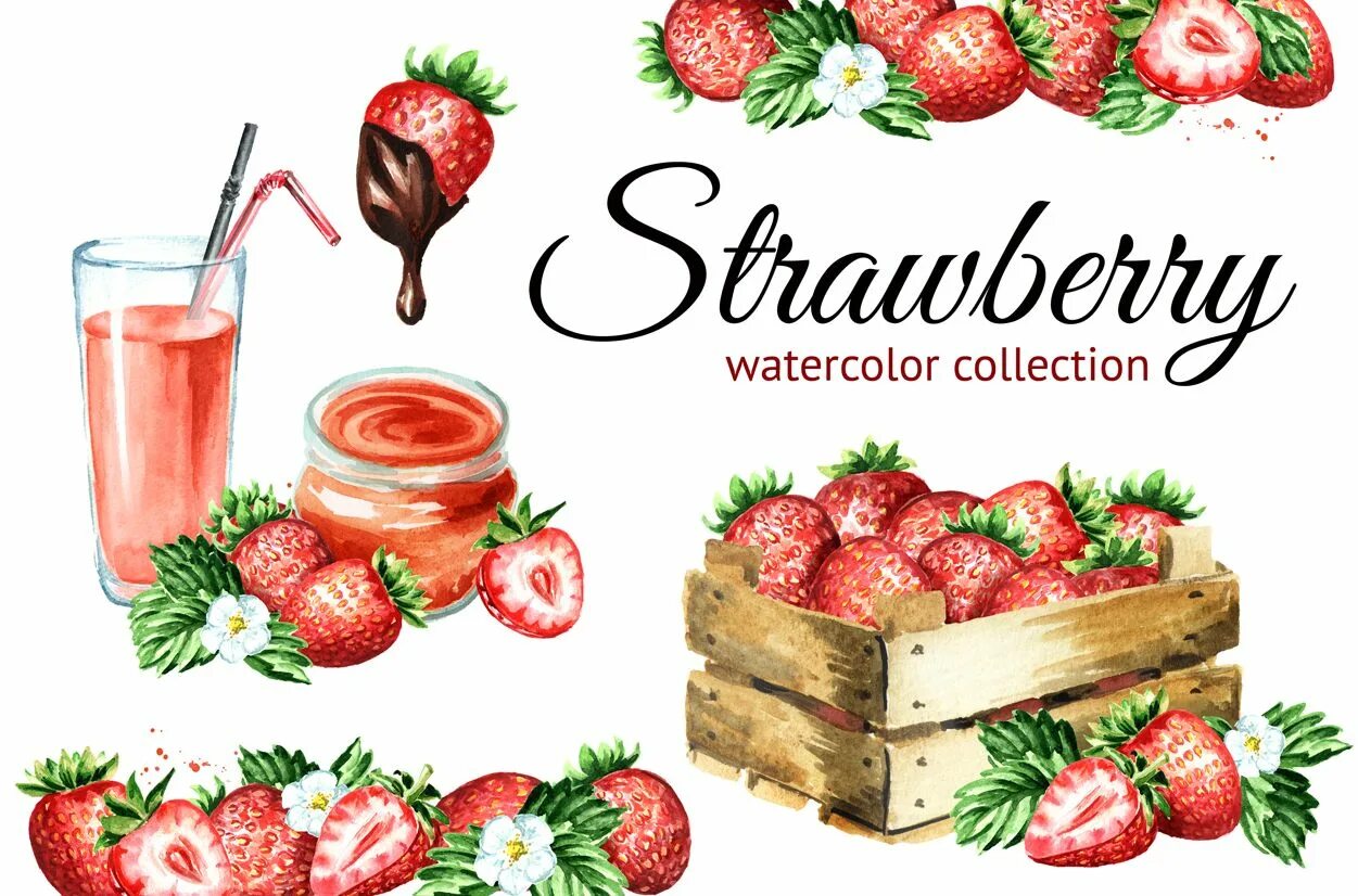 Клубника акварелью. Strawberry Watercolor. Фон клубника акварель. Туториал на сок клубничный развернутый.