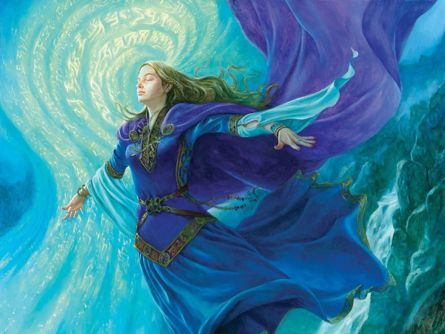 девушка маг элементалист. эльфийка с белыми волосами. богиня вихря. нефела богиня облаков. фэнтези девушки.