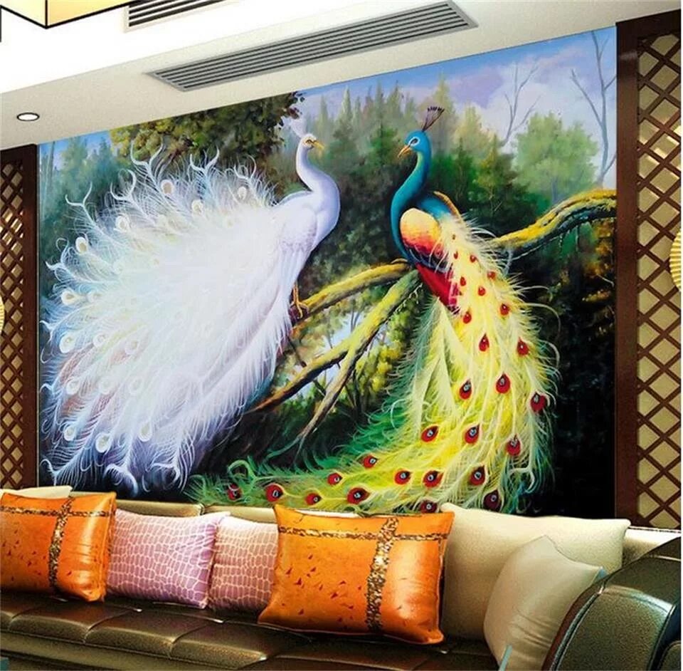 Павлин 3д. Фреска павлины affresco. фотообои с павлинами в интерьере. павлины на стене. павлины в интерьере.
