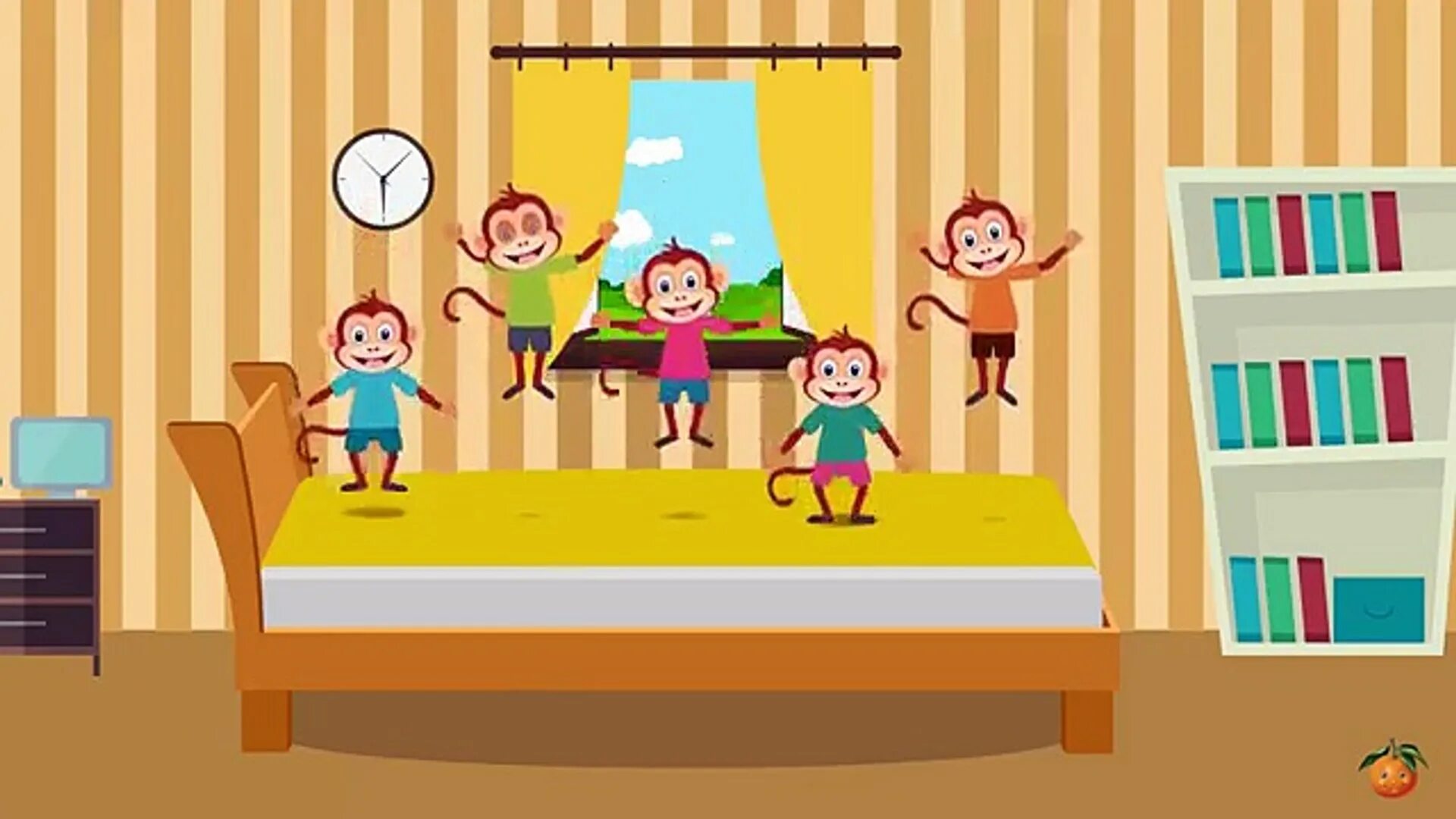 Пять обезьянок прыгали на кровати. Пять обезьянок прыгали на кровати. Пять обезьянок прыгали в кроватке. Five little monkeys. 5 little monkeys jumping on the bed игры.