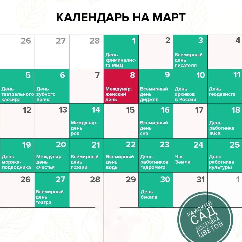 Календарь на март 25 года. Праздники в марте. Интересные даты в марте. Всемирные дни праздники в марте.