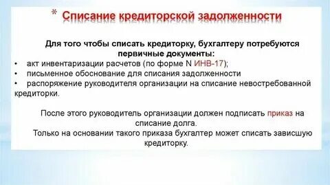 Через сколько времени списываются долги
