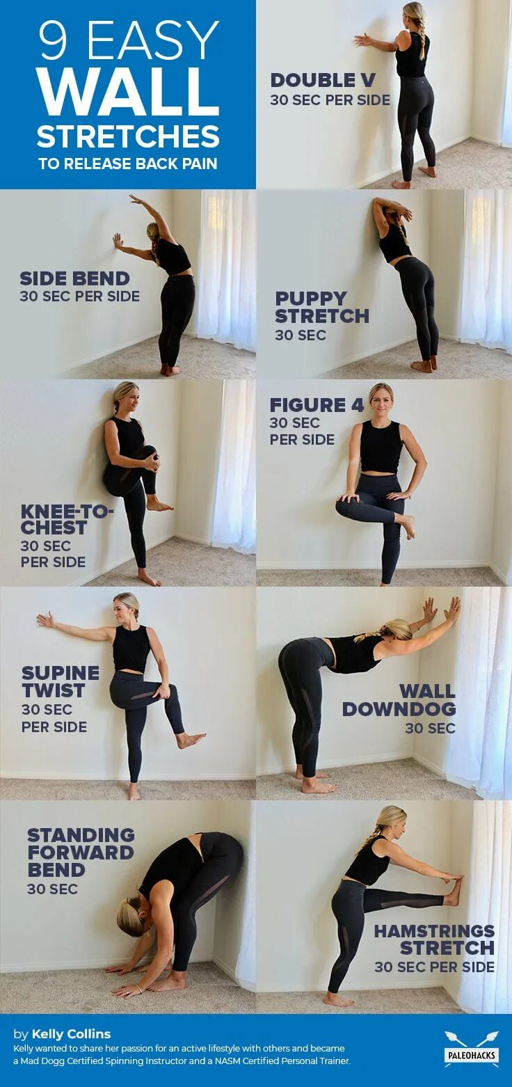 Stretch release. Back stretch. Standing back stretches. Pilates Wall Workout. Board for back stretching.