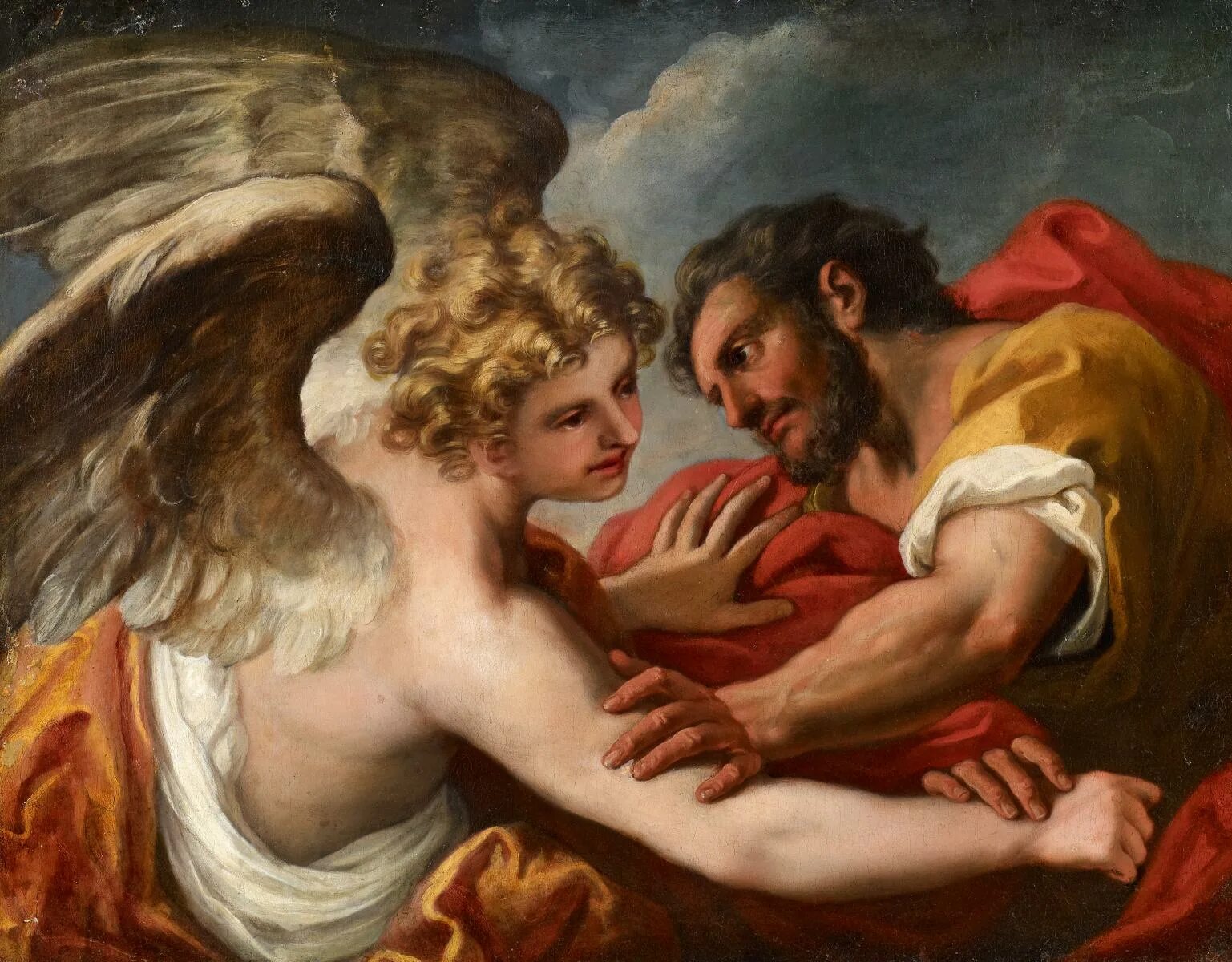 Себастьяно Риччи. Иаков и ангел. Себастьяно Риччи (1659 - 1734) святое семейство с ангелами.