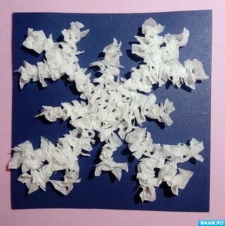 Снежинка аппликация из бумаги