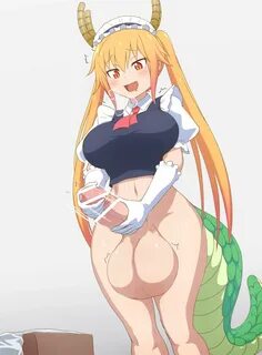 jadf, tohru (dragon maid), 1futa, balls, big balls, blonde hair, blush, dra...