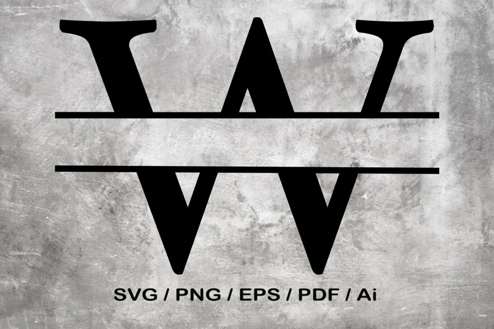 W split. Split font. w.