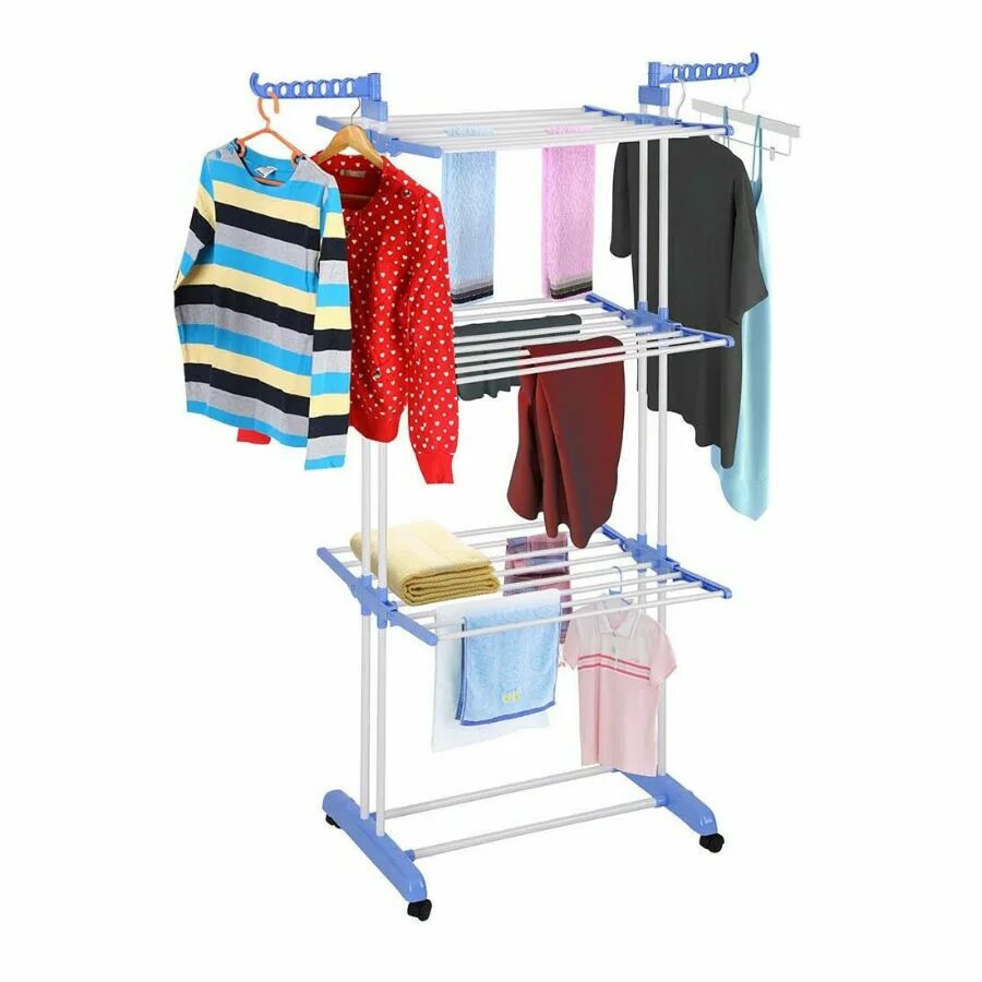 Складная сушилка для белья Garment Rack with Wheels. Напольная сушилка Indom, 64 см х 60 см х 173 см. Напольная сушилка NPOSS. Сушилка для белья three layers of clothes Hanger.