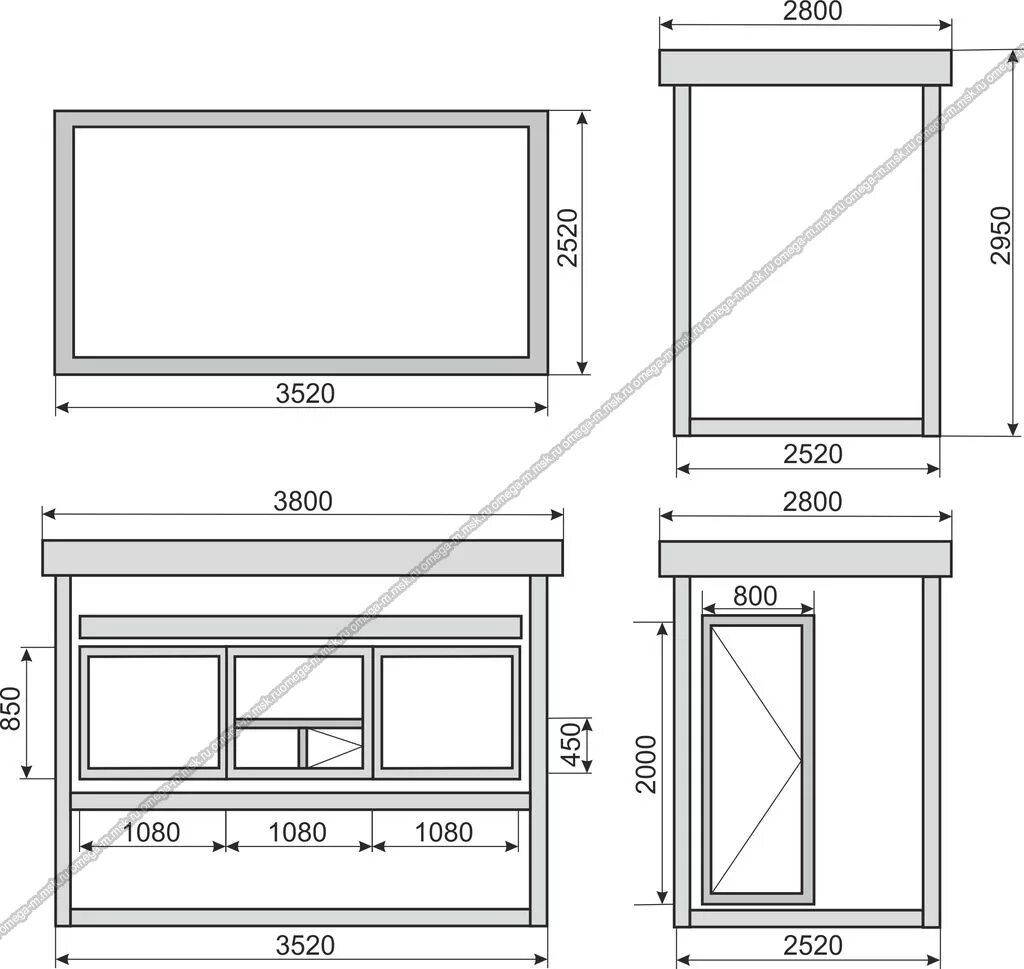 ангар 6х12 односкатный. павильон. схема установки остановочного павильона стандарт. чертеж киоска 2м2. будки для торговли.