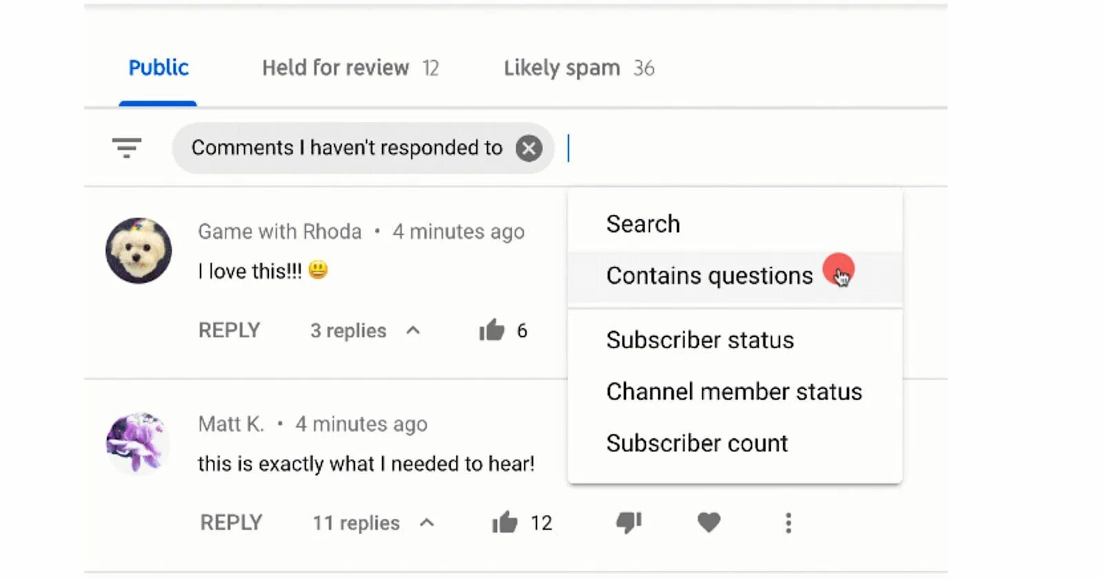 Youtube filters