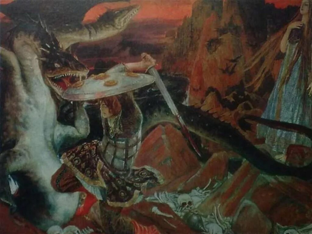 Сражается со змеем. Былина про добрыню никитича и змея. Богатырь змееборец добрыня никитич. Константин васильев бой добрыни со змеем. Бой добрыни никитича со змеем горынычем.