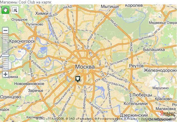 Красногорск на карте Москвы.