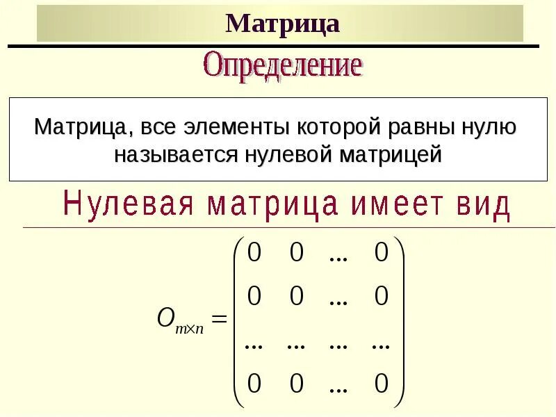 Определение матрицы. Нуль матрица. Нулевая матрица. Матрица определение виды. Слагаемые матрицы