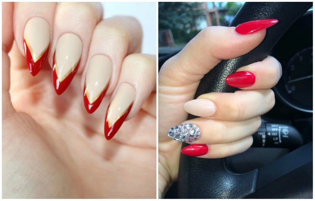 Маникюр с красным френчем на миндальную форму Pin on beauty Fashion nails, Dream nails, Manicure