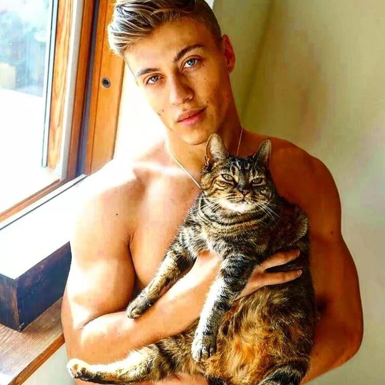 Парень с кошкой. Красивый парень с котом. Красивые парни с котиками. Красивый мужчина с котом. Муж кису