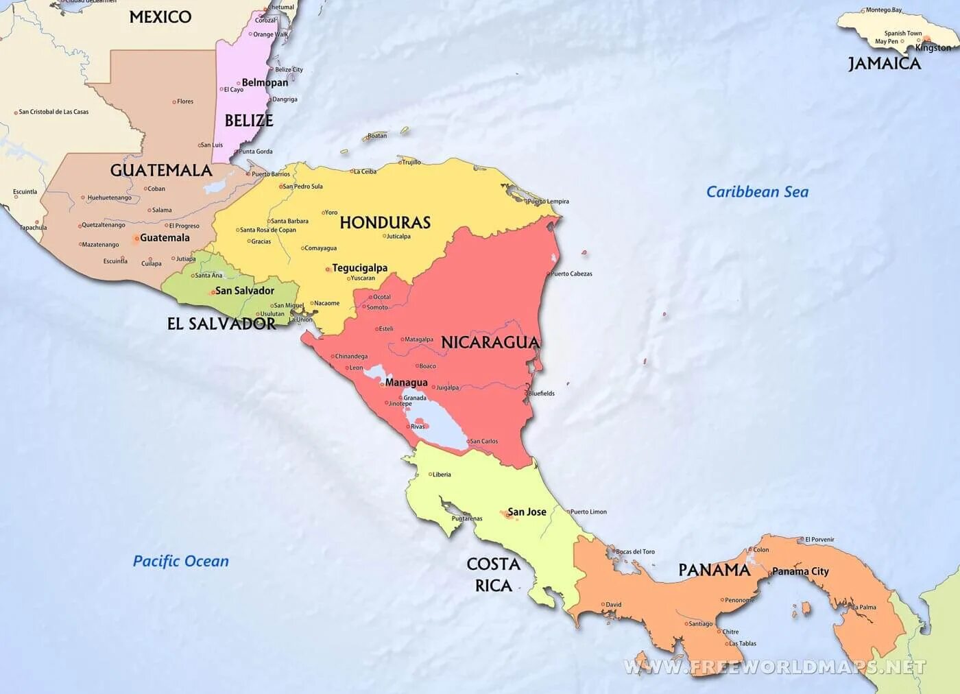 Центральная америка какие страны. Полит карта центральной Америки. Политическая карта Южной и центральной Америки. Карта центр Америки со странами. Политическая карта средней Америки.