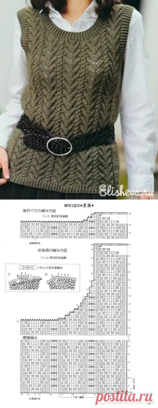 Простые узоры для женской безрукавки. Простые узоры для женской безрукавки. Схема вязки жилетки спицами. Простые узоры для женской безрукавки. Красивый узор для жилета спицами.
