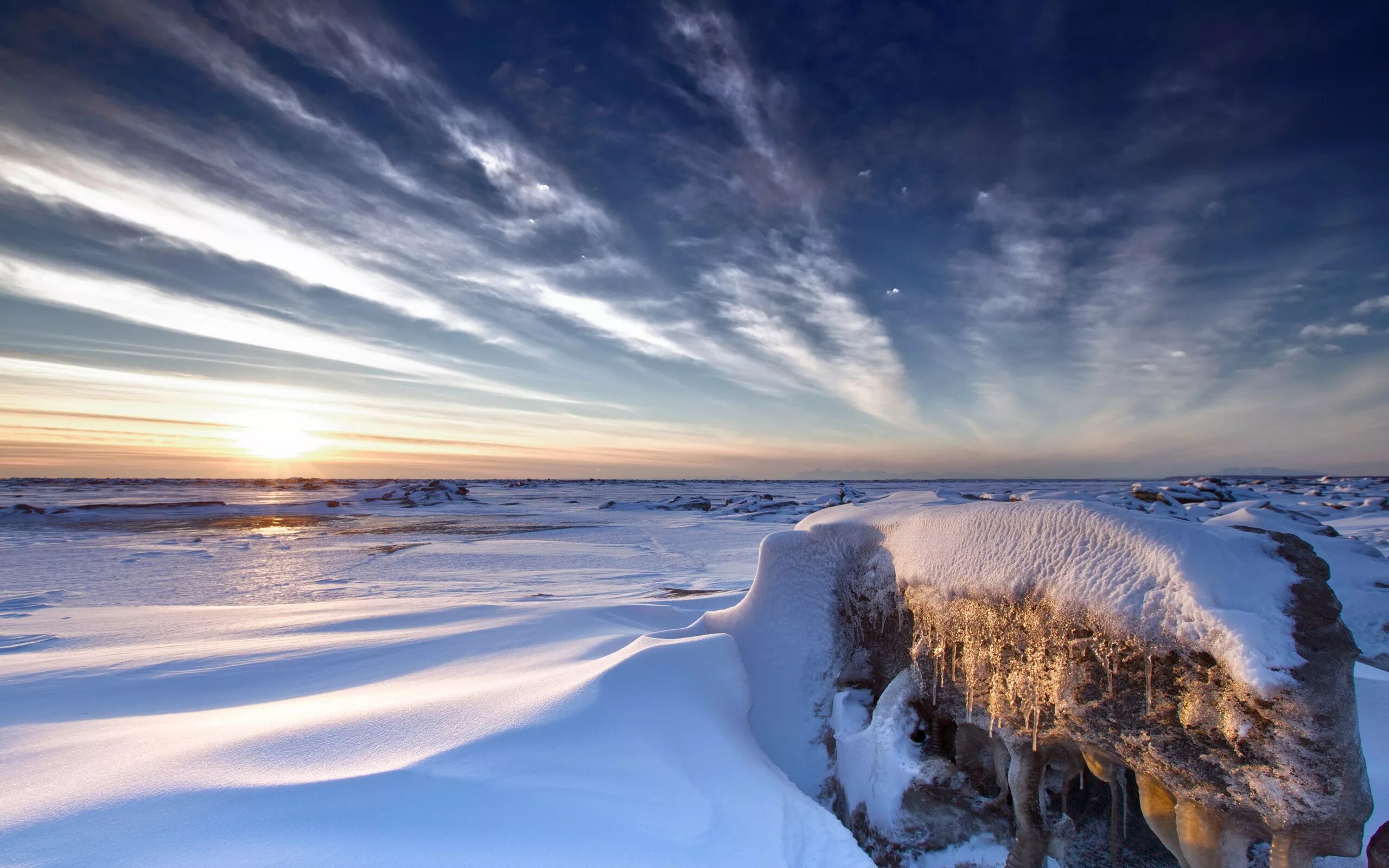 Снежная Ямальская тундра. Тундра зимой. Пейзажи севера.