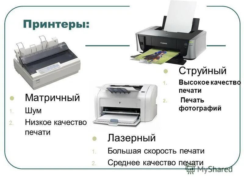 Плох струйный принтер. Типы принтеров. три вида принтеров. скорость печати струйного принтера. матричный струйный и лазерный принтер.