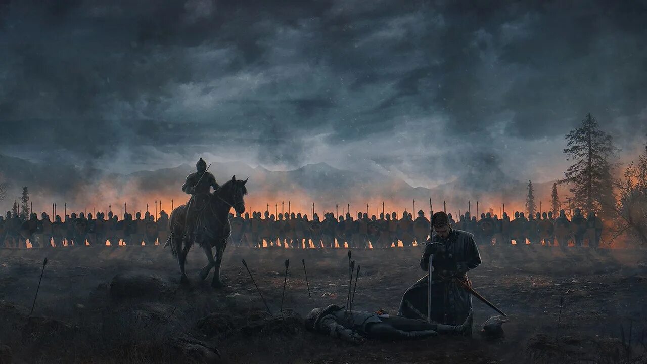 одинокий воин. рыцарь знаменосец фэнтези арт. хроники павшего воина. армия эльфов нолдор. хроники павшего воина.