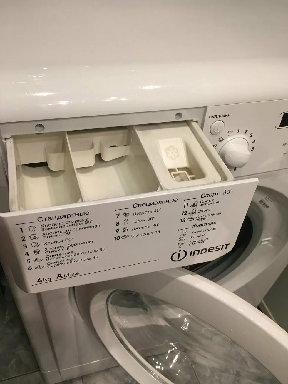 Опции стиральной машины.