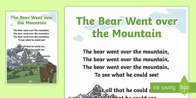 Come over gone over. The Bear went over the Mountain. In the Mountains текст на английском. Sandro the Mountain Bear. The Bear went over TJ.