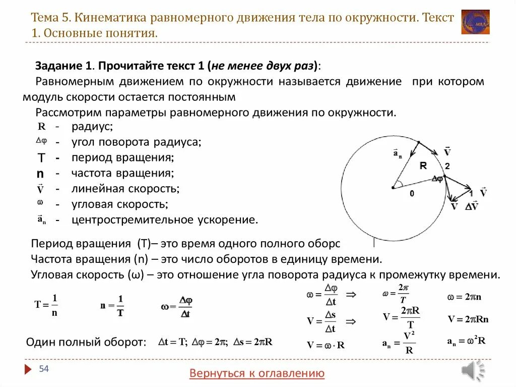 Движение точки по окружности