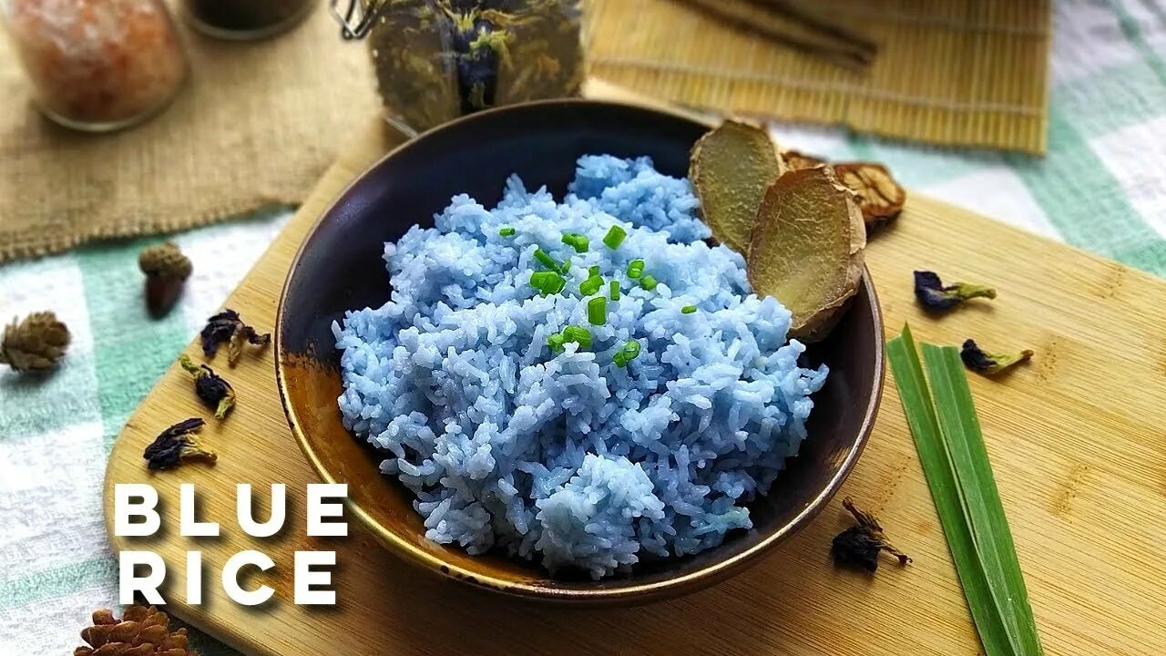 Blue rice. Голубой рис. Наси-керабу. Вкусный синий. Бывает синий рис.