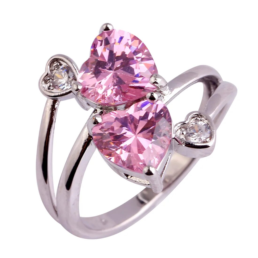 Красивые кольца. Кольцо с сердечком. Кольцо с розовым сердцем. Кольцо с розовым топазом.
